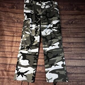 Backbone Mens Paratrooper Military Camo Cargo Pants White Grey Black 42 NWT